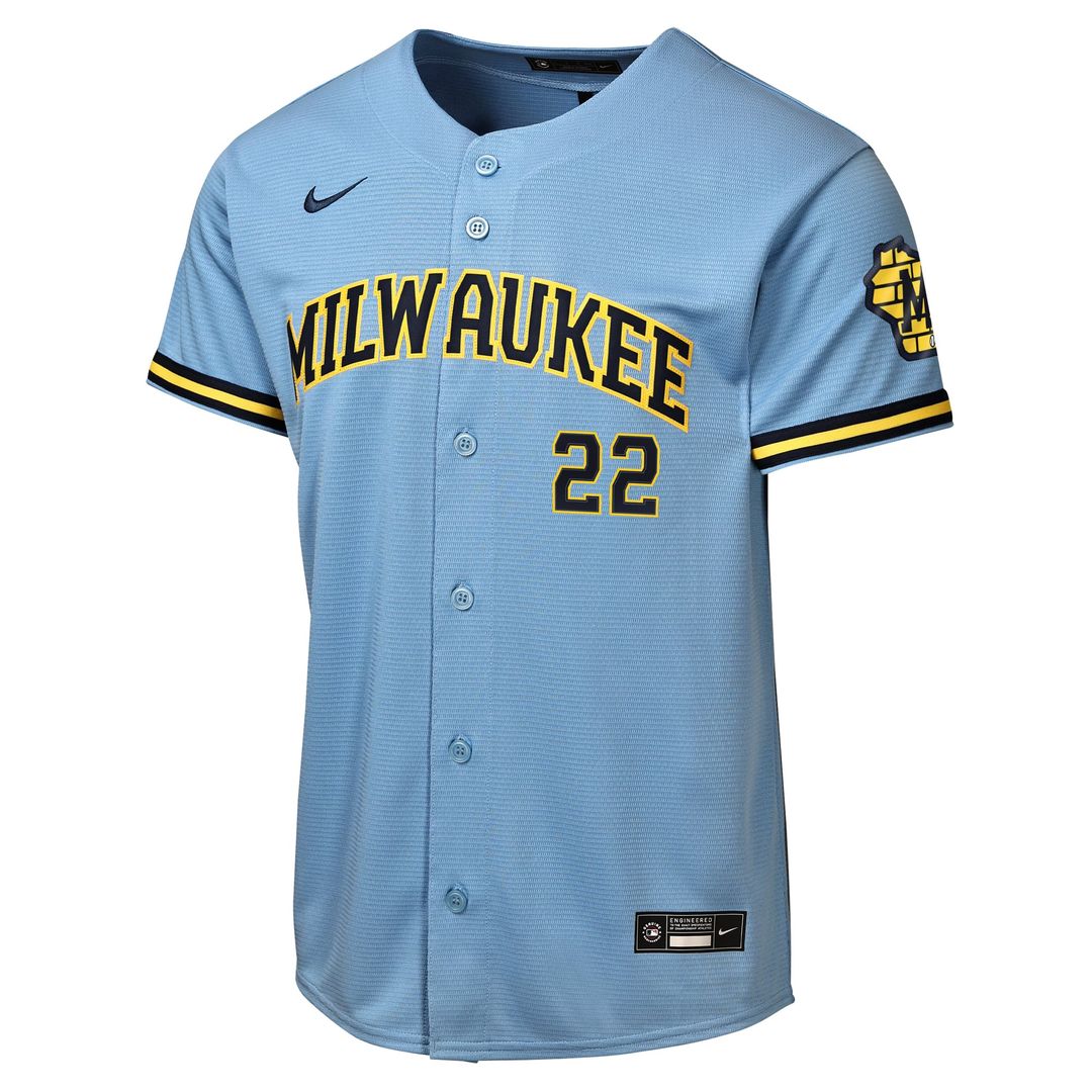Christian Yelich Milwaukee Brewers Nike Youth Road Stadium Jersey - Powder Blue | MLB Fan Gear