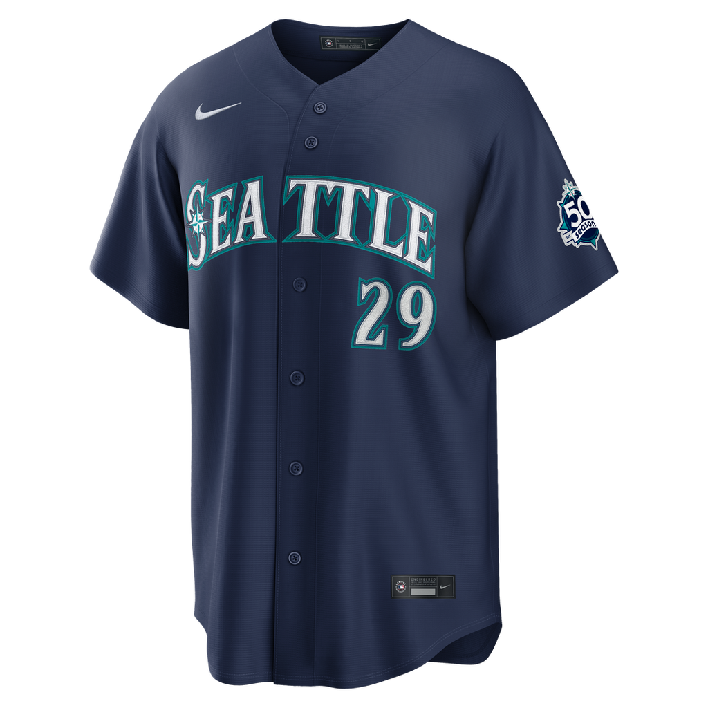 Cal Raleigh Seattle Mariners Nike Road Stadium 50th Season Patch Jersey - Navy | MLB Fan Gear