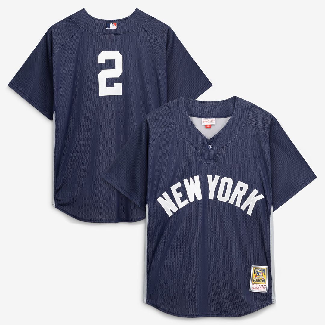 Derek Jeter New York Yankees Mitchell & Ness Authentic Batting Practice Jersey - Navy | MLB Fan Gear