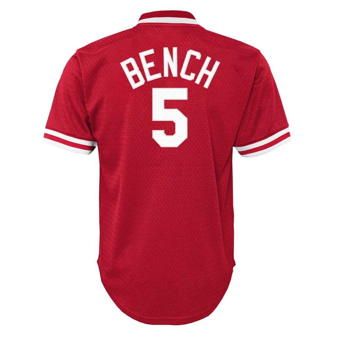 Johnny Bench Cincinnati Reds Mitchell & Ness Youth Cooperstown Collection Mesh Batting Practice Jersey - Red | MLB Fan Gear
