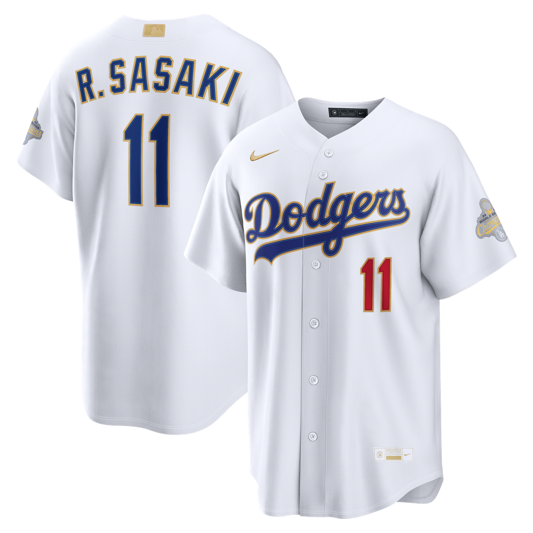 Roki Sasaki Los Angeles Dodgers Nike 2026 Gold Collection Stadium Jersey - White | MLB Fan Gear