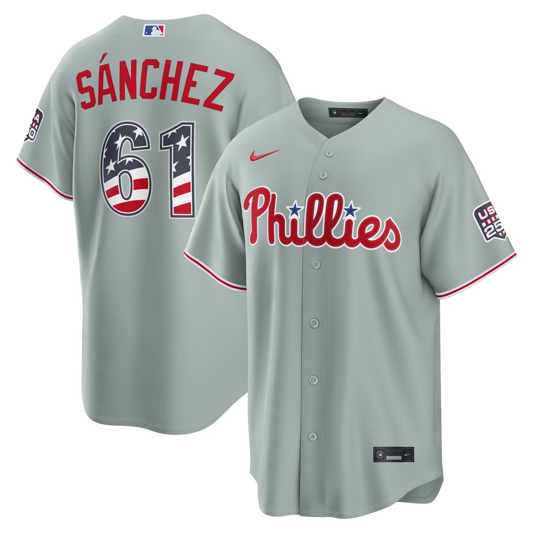 Cristopher Sanchez Philadelphia Phillies Nike USA 250 Fourth of July Road Stadium Jersey - Gray | MLB Fan Gear