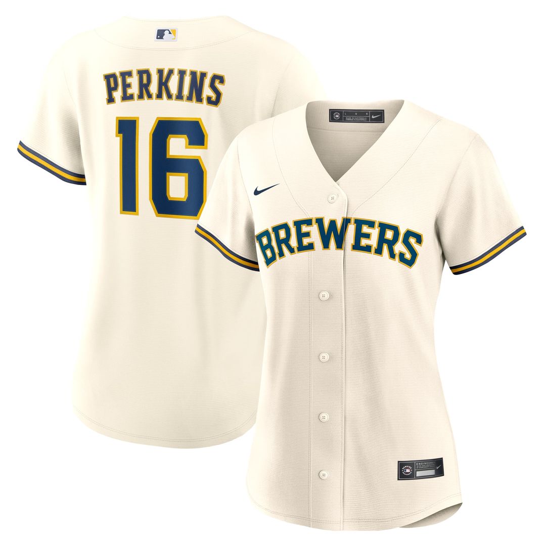 Blake Perkins Milwaukee Brewers Nike Women's Home Replica Jersey - Cream | MLB Fan Gear