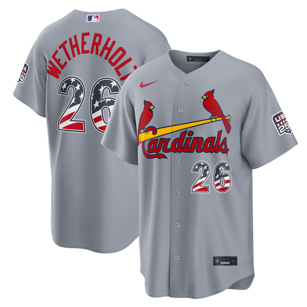 JJ Wetherholt St. Louis Cardinals Nike USA 250 Fourth of July Road Stadium Jersey - Gray | MLB Fan Gear