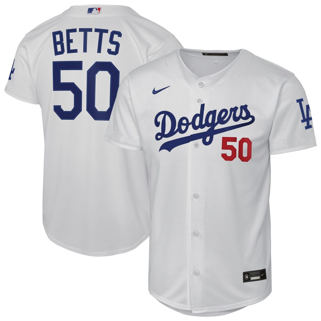 Mookie Betts Los Angeles Dodgers Nike Youth Home Stadium Jersey - White | MLB Fan Gear