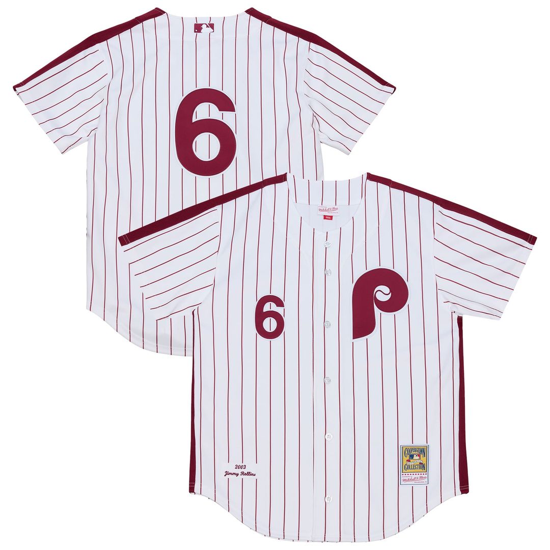 Jimmy Rollins Philadelphia Phillies Mitchell & Ness 2003 Cooperstown Collection Authentic Jersey - White | MLB Fan Gear