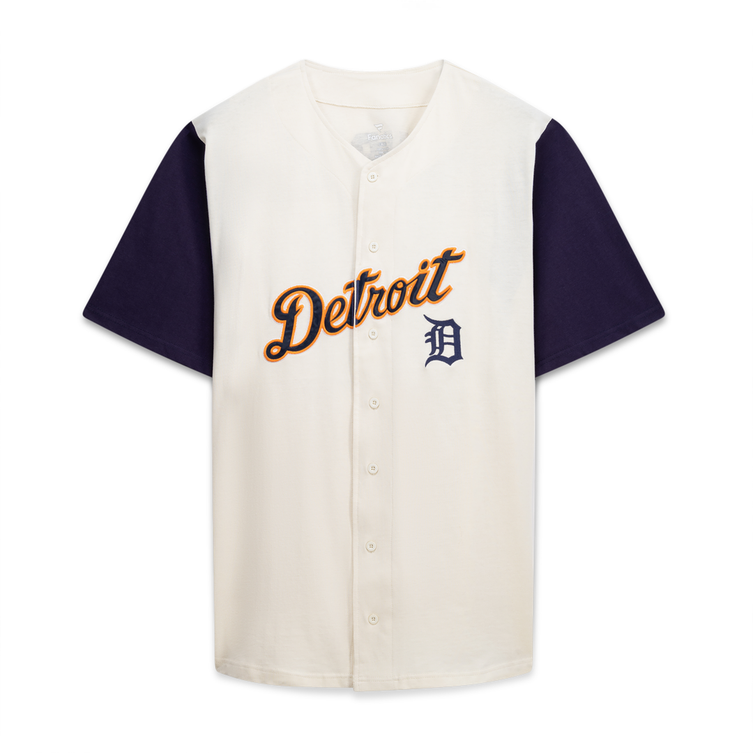 Detroit Tigers Profile Big & Tall Two-Color Fashion Jersey - Cream/ Navy | MLB Fan Gear