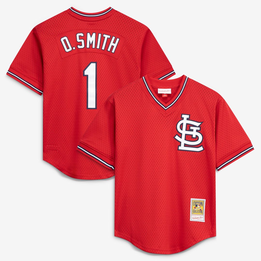 Ozzie Smith St. Louis Cardinals Mitchell & Ness Youth Cooperstown Collection Mesh Batting Practice Jersey - Navy | MLB Fan Gear