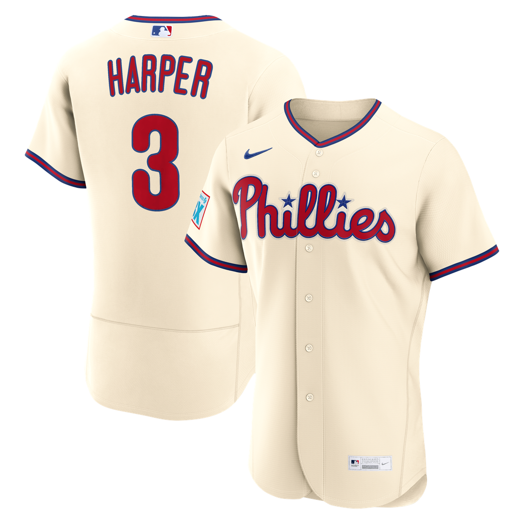Bryce Harper Philadelphia Phillies Nike Alternate Authentic Sponsor Patch Jersey - Cream | MLB Fan Gear