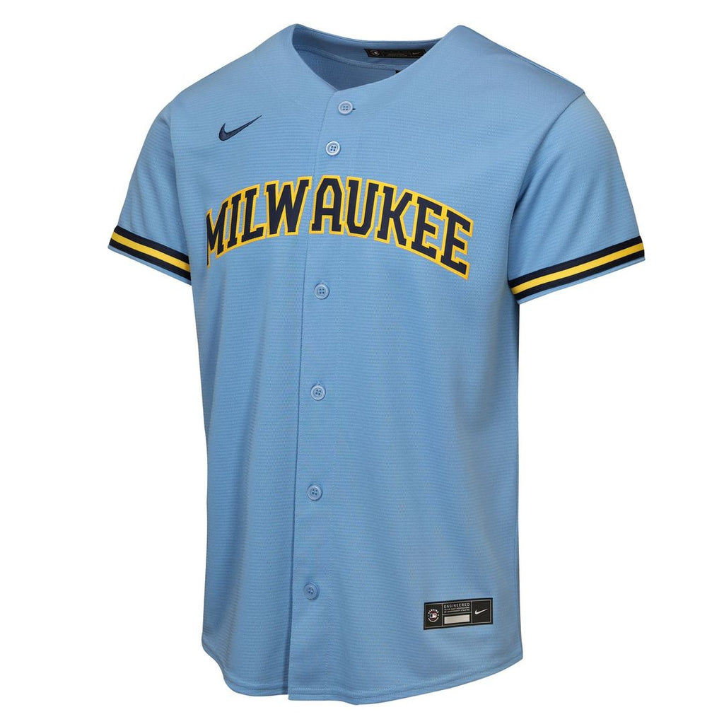 Jackson Chourio Milwaukee Brewers Nike Youth Road Replica Jersey - Light Blue | MLB Fan Gear