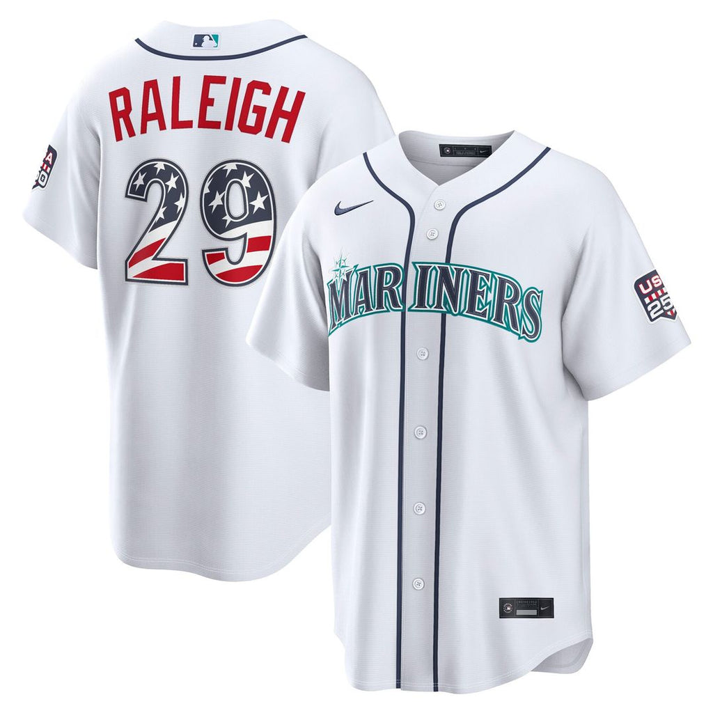 Cal Raleigh Seattle Mariners Nike USA 250 Fourth of July Home Stadium Jersey - White | MLB Fan Gear