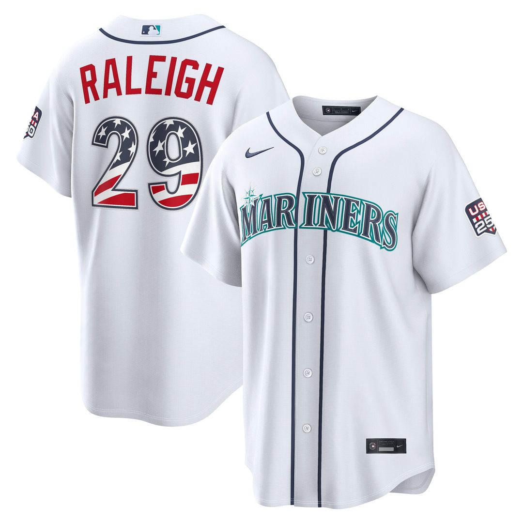 Cal Raleigh Seattle Mariners Nike USA 250 Fourth of July Home Stadium Jersey - White | MLB Fan Gear
