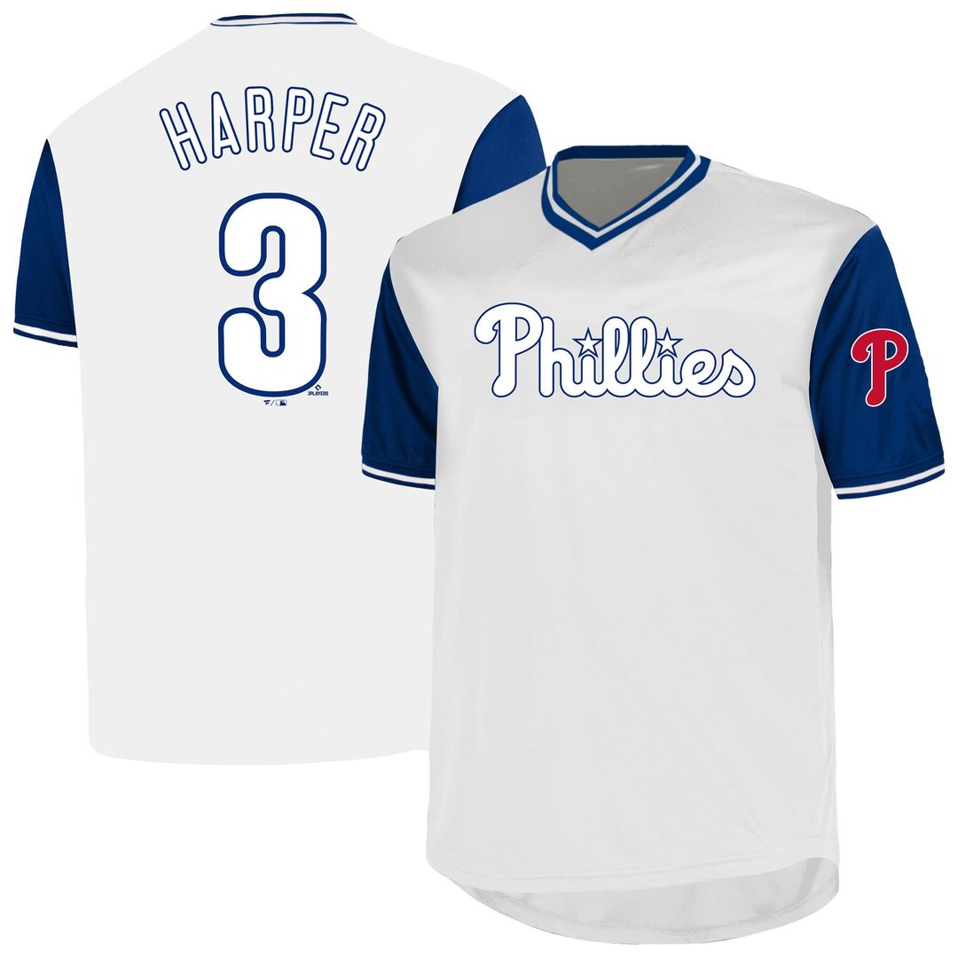 Bryce Harper Philadelphia Phillies Profile Big & Tall Name & Number Jersey - White | MLB Fan Gear