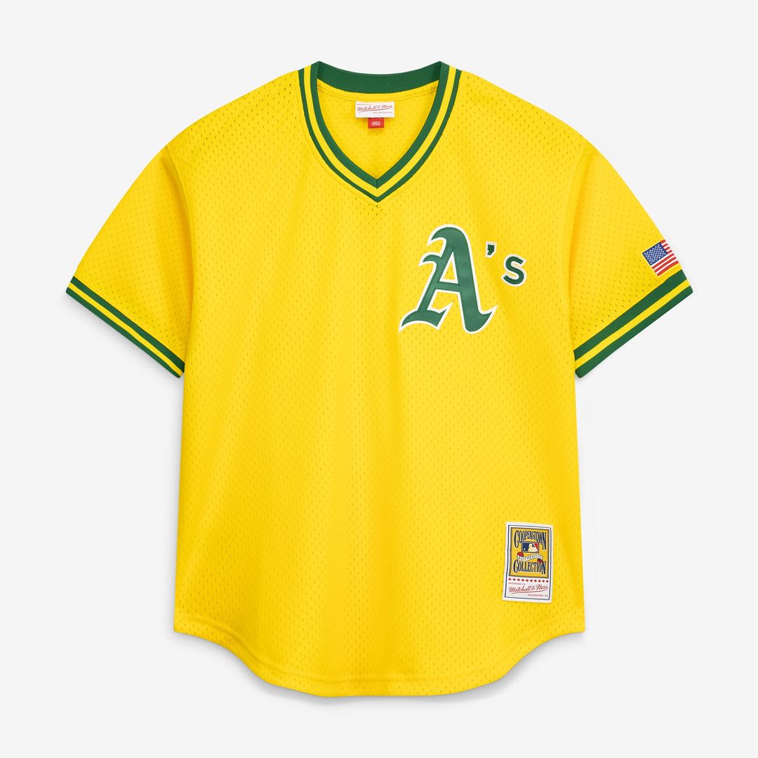 Rickey Henderson Athletics Mitchell & Ness Authentic Batting Practice Jersey - Yellow | MLB Fan Gear