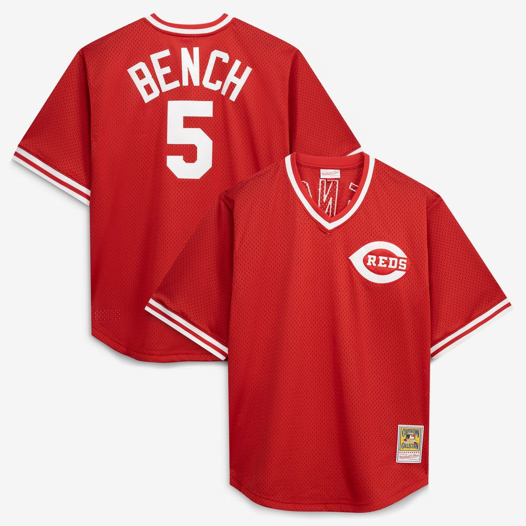 Johnny Bench Cincinnati Reds Mitchell & Ness Cooperstown Collection Big & Tall Mesh Batting Practice Jersey - Red | MLB Fan Gear