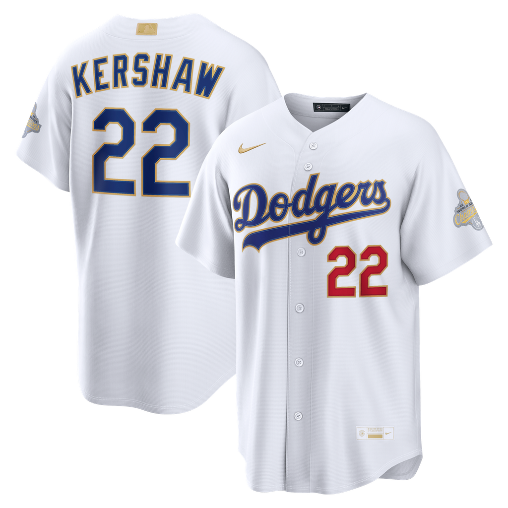 Clayton Kershaw Los Angeles Dodgers Nike 2026 Gold Collection Stadium Jersey - White | MLB Fan Gear