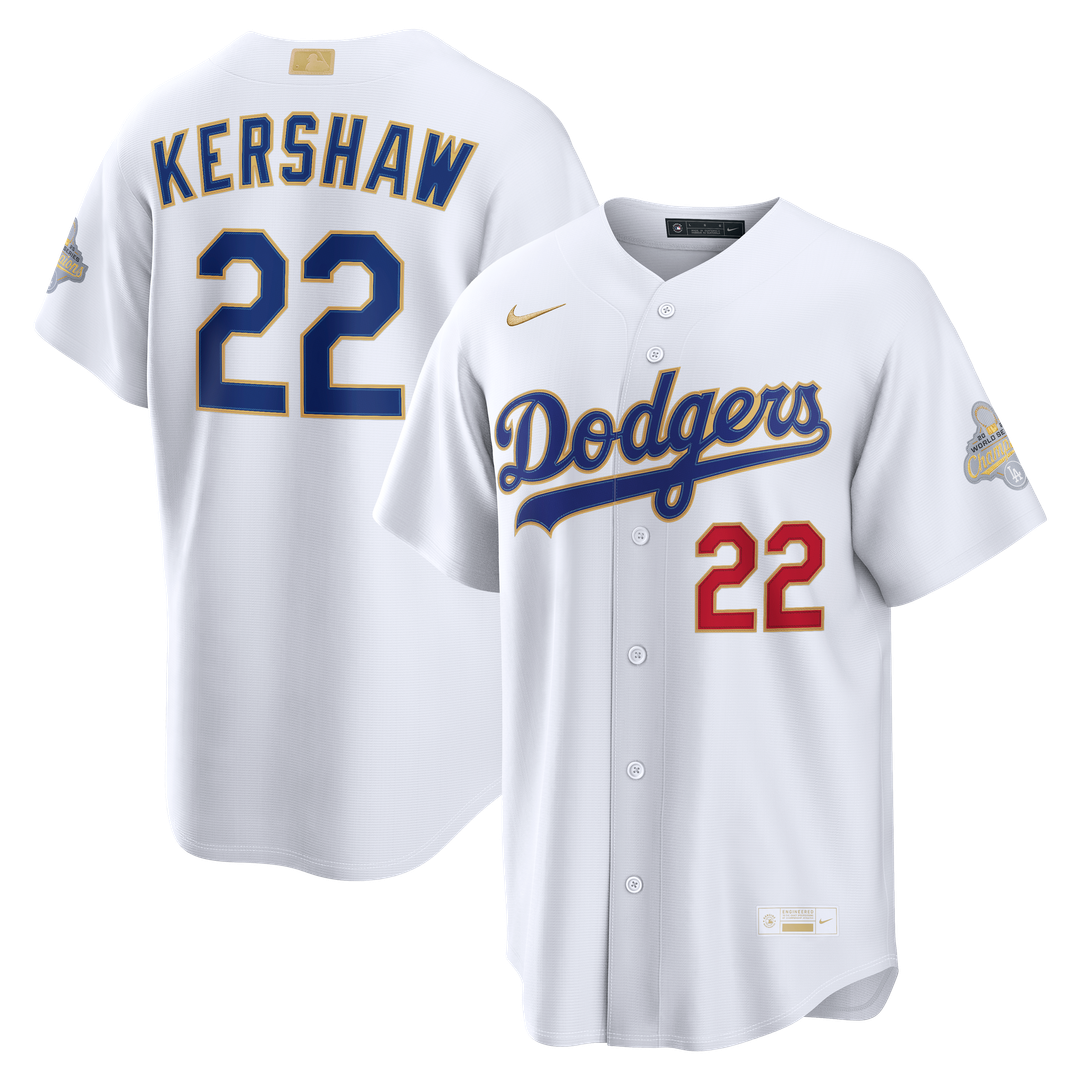 Clayton Kershaw Los Angeles Dodgers Nike 2026 Gold Collection Stadium Jersey - White | MLB Fan Gear