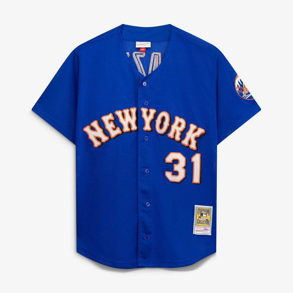 Mike Piazza New York Mets Mitchell & Ness Cooperstown Collection Mesh Batting Practice Button-Up Jersey - Orange | MLB Fan Gear