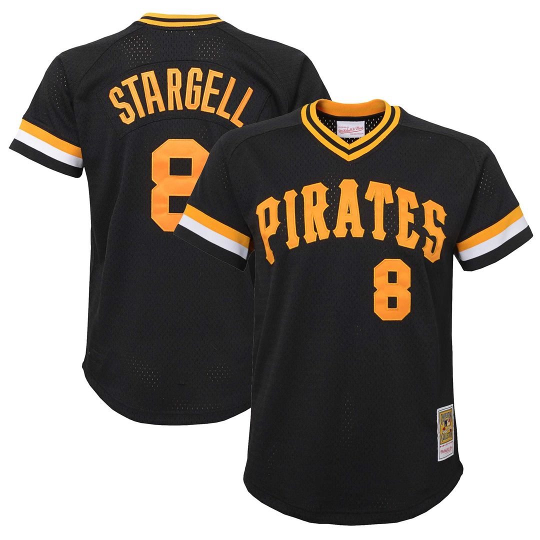 Willie Stargell Pittsburgh Pirates Mitchell & Ness Youth Cooperstown Collection Mesh Batting Practice Jersey - Black | MLB Fan Gear