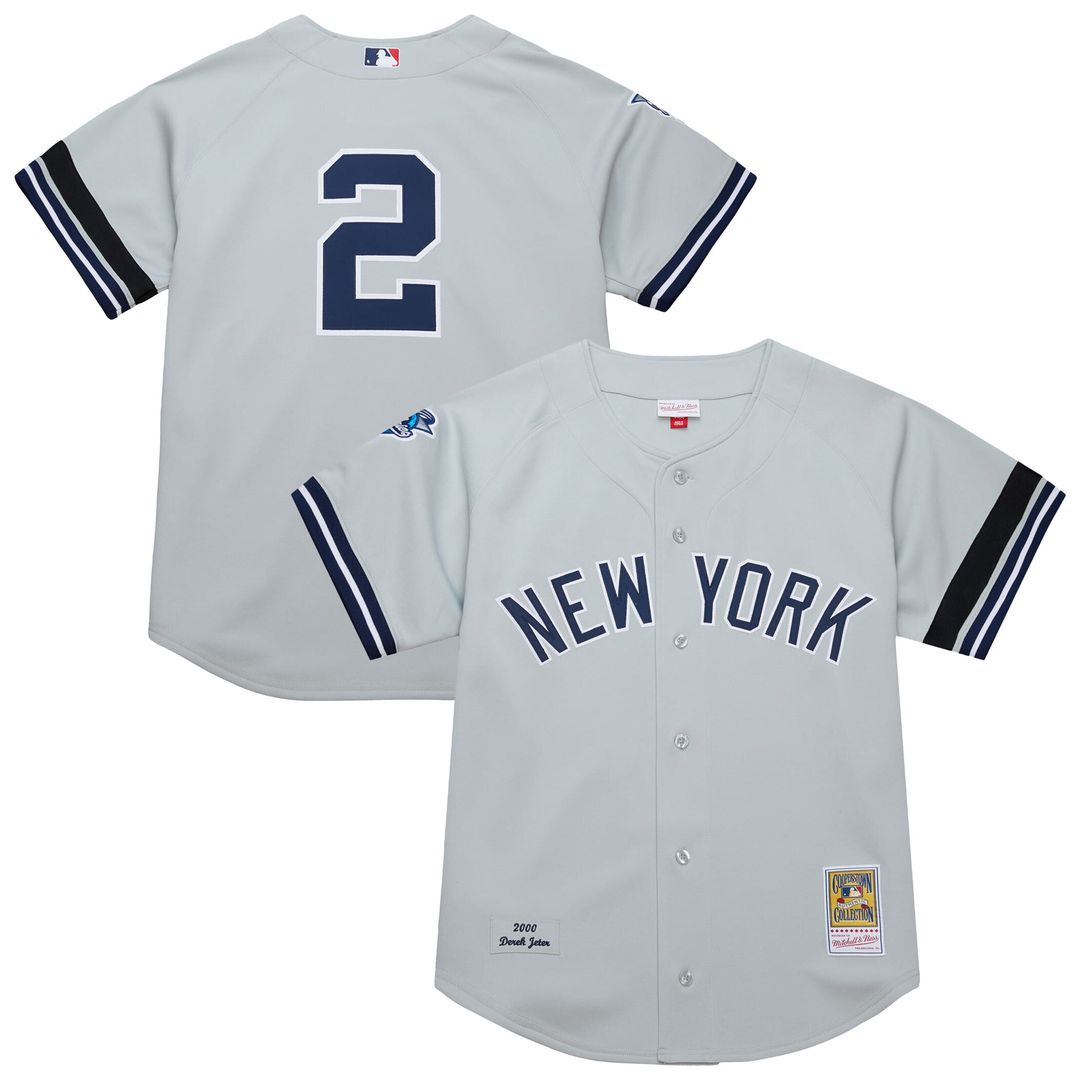 Derek Jeter New York Yankees Mitchell & Ness Cooperstown Collection 2000 World Series Authentic Jersey - Gray | MLB Fan Gear