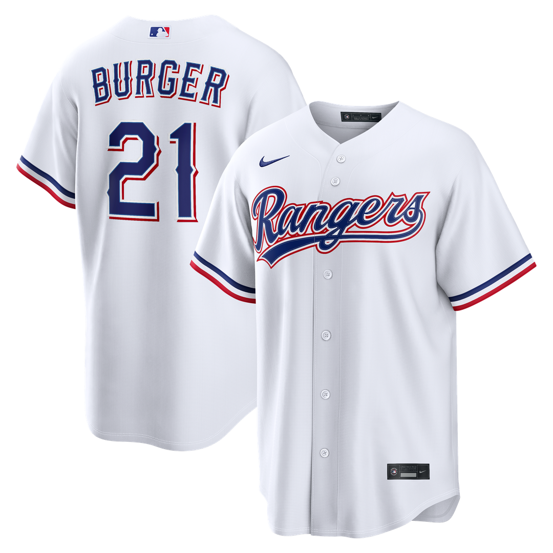 Jake Burger Texas Rangers Nike Home Replica Jersey - White | MLB Fan Gear