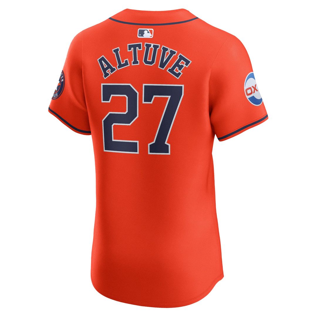 Jose Altuve Houston Astros Nike Alternate Elite Sponsor Patch Player Jersey - Orange | MLB Fan Gear