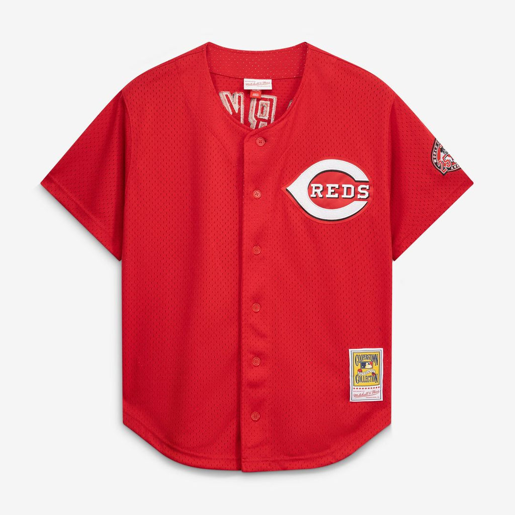 Barry Larkin Cincinnati Reds Mitchell & Ness Throwback Cooperstown Mesh Batting Practice Jersey - Red | MLB Fan Gear