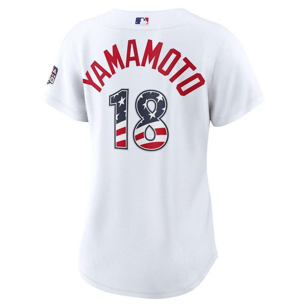 Yoshinobu Yamamoto Los Angeles Dodgers Nike Women's USA 250 Fourth of July Home Stadium Jersey - White | MLB Fan Gear
