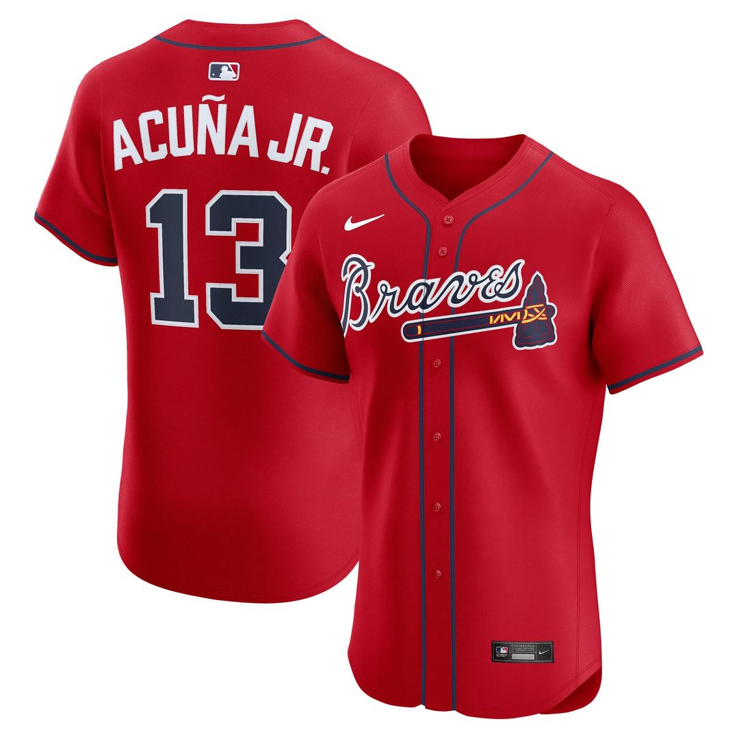 Ronald Acuña Jr. Atlanta Braves Nike Alternate 2 Elite Jersey - Red | MLB Fan Gear