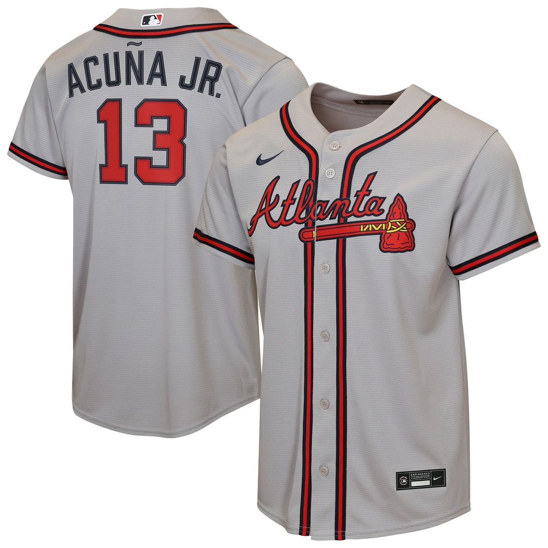 Ronald Acuña Jr. Atlanta Braves Nike Youth Road Replica Jersey - Gray | MLB Fan Gear