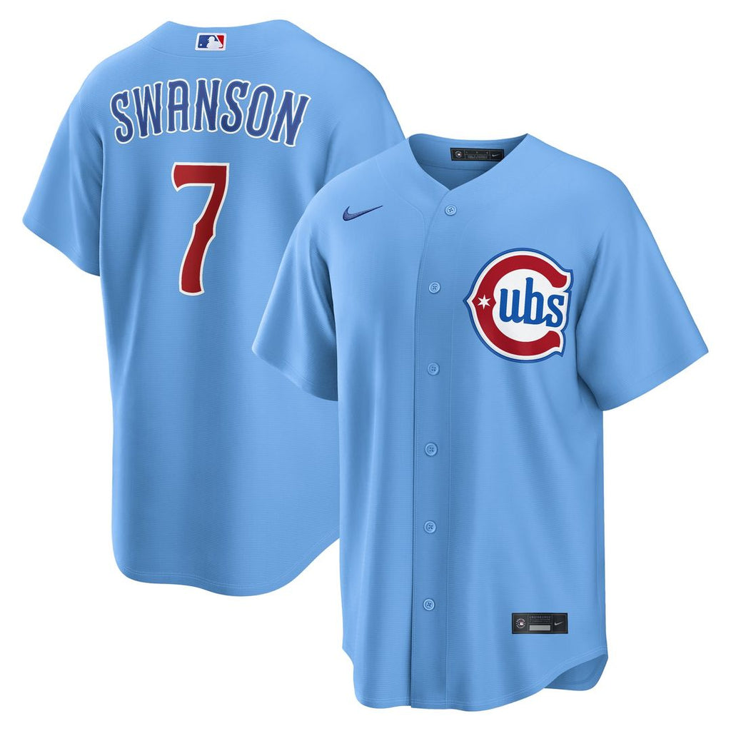 Dansby Swanson Chicago Cubs Nike Alternate Replica Jersey - Light Blue | MLB Fan Gear