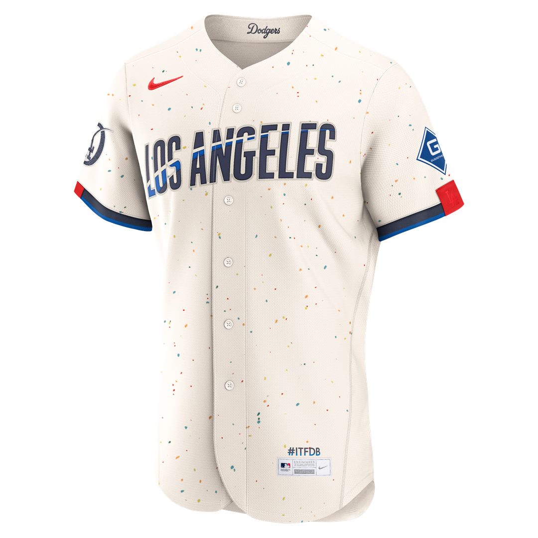 Los Angeles Dodgers Nike City Connect Authentic Sponsor Patch Jersey - Cream | MLB Fan Gear
