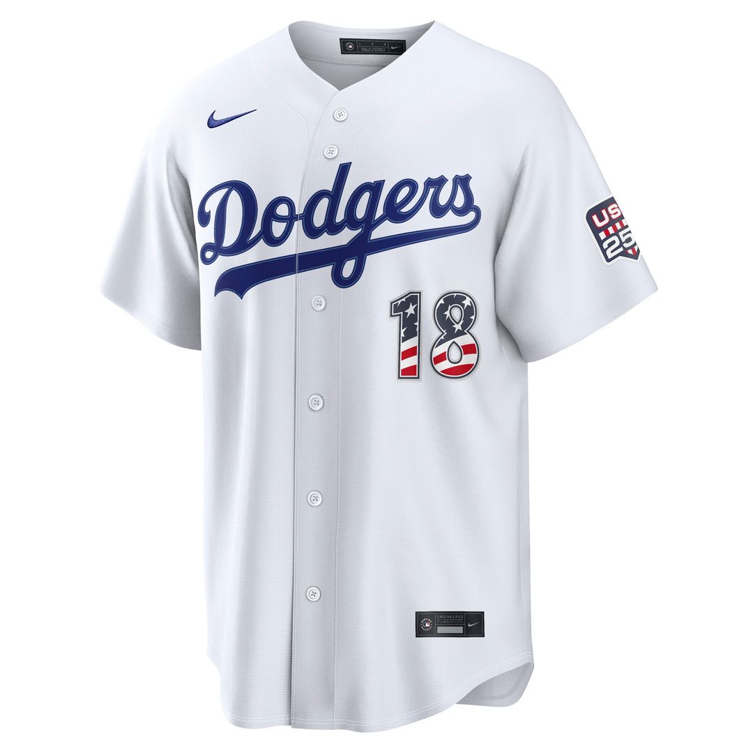 Yoshinobu Yamamoto Los Angeles Dodgers Nike USA 250 Fourth of July Home Stadium Jersey - White | MLB Fan Gear