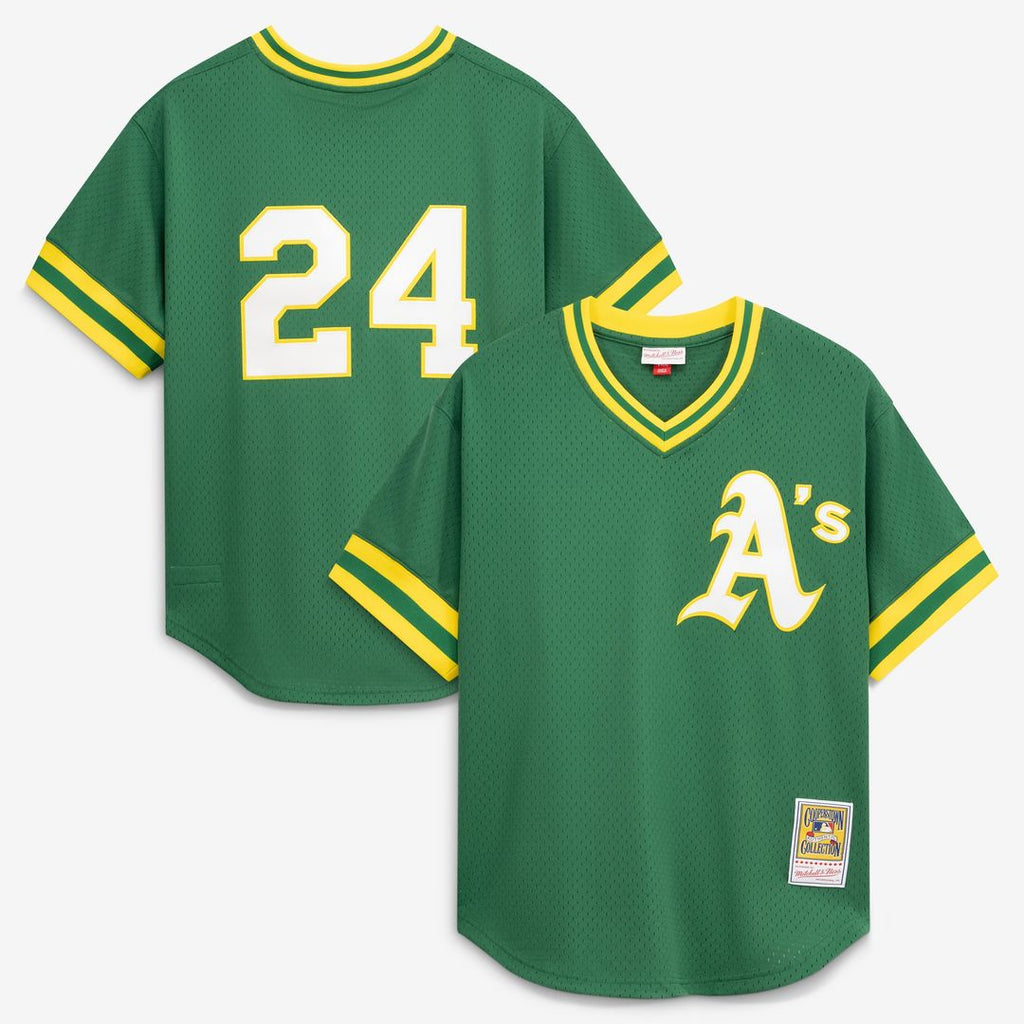 Rickey Henderson Athletics Mitchell & Ness Authentic Batting Practice Jersey - Green | MLB Fan Gear