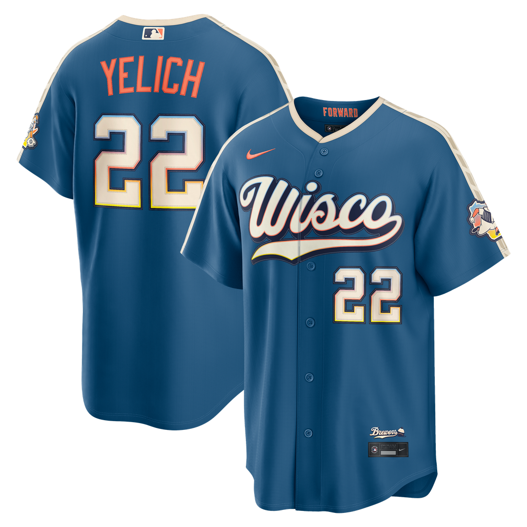 Christian Yelich Milwaukee Brewers Nike 2026 City Connect Stadium Jersey - Mineral Blue | MLB Fan Gear