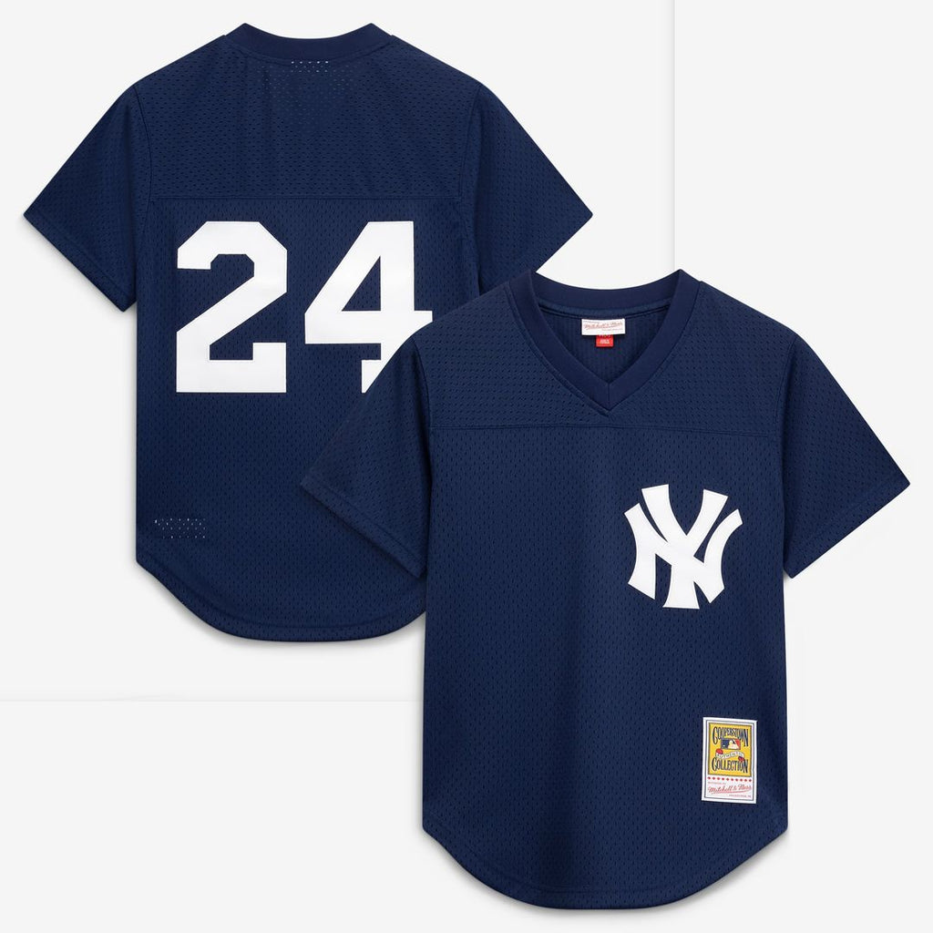 Rickey Henderson New York Yankees Mitchell & Ness Cooperstown Collection Mesh Batting Practice Button-Up Jersey - Navy | MLB Fan Gear