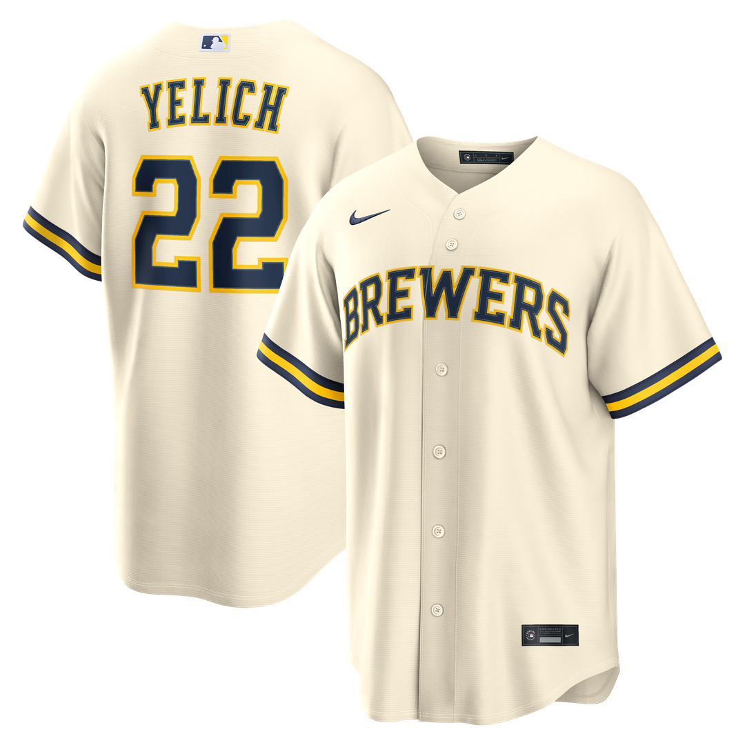Christian Yelich Milwaukee Brewers Nike Home Replica Jersey - Cream | MLB Fan Gear