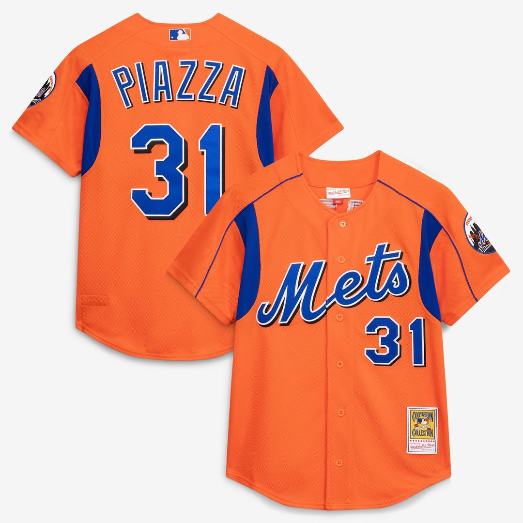 Mike Piazza New York Mets Mitchell & Ness Cooperstown Collection Mesh Batting Practice Button-Up Jersey - Royal | MLB Fan Gear