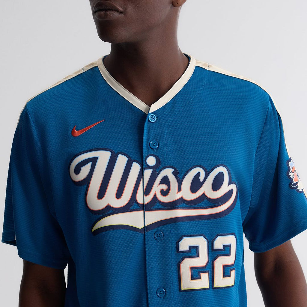 Christian Yelich Milwaukee Brewers Nike 2026 City Connect Stadium Jersey - Mineral Blue | MLB Fan Gear