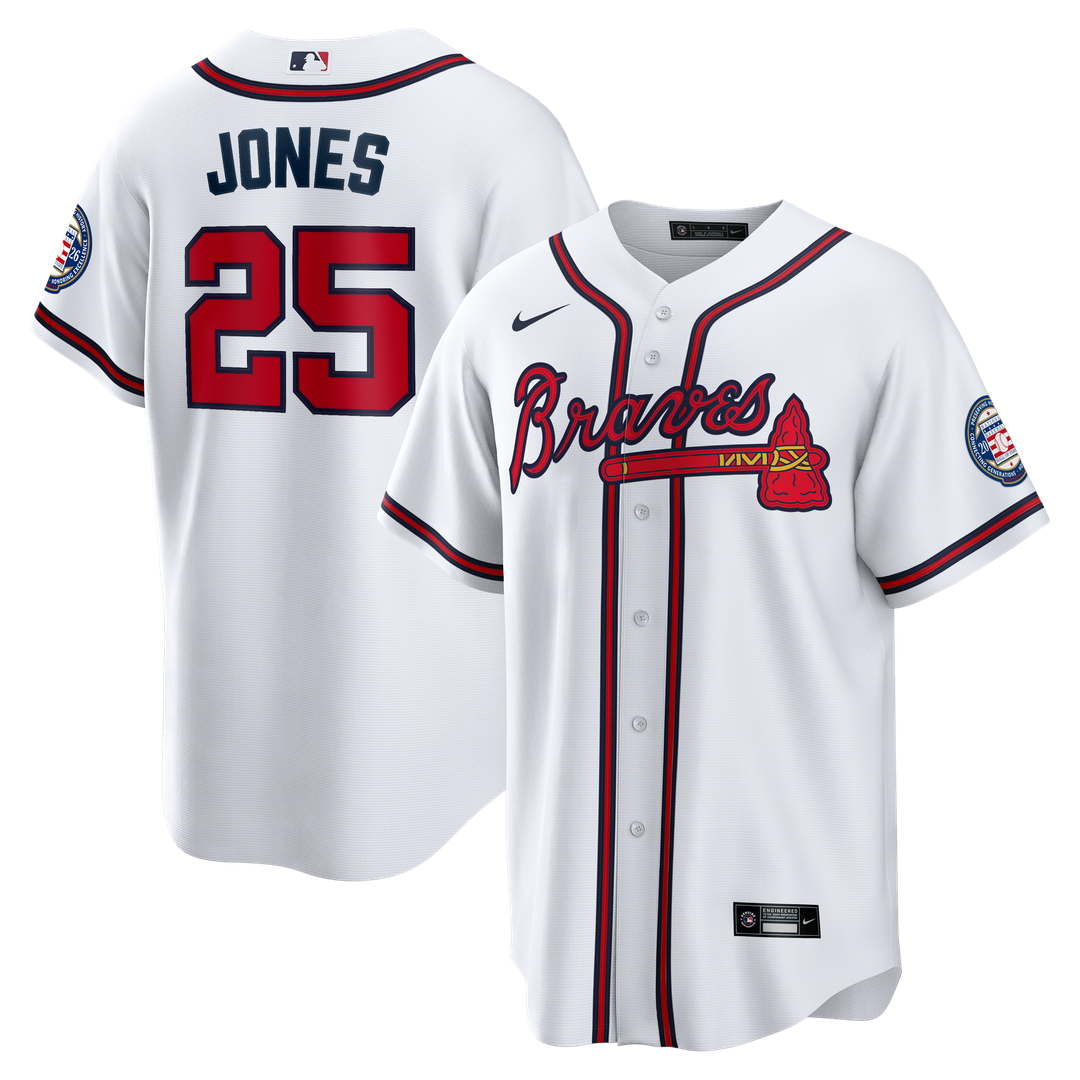Andruw Jones Atlanta Braves Nike Home Replica 2026 Hall of Fame Patch Jersey - White | MLB Fan Gear