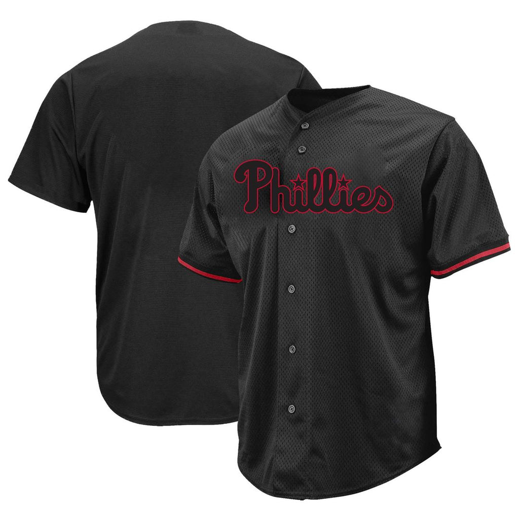 Philadelphia Phillies Profile Big & Tall Pop Fashion Jersey - Black | MLB Fan Gear