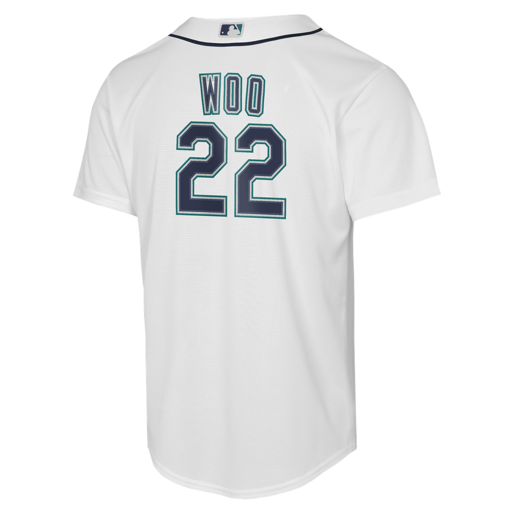 Bryan Woo Seattle Mariners Nike Youth Home Baseline Jersey - White | MLB Fan Gear