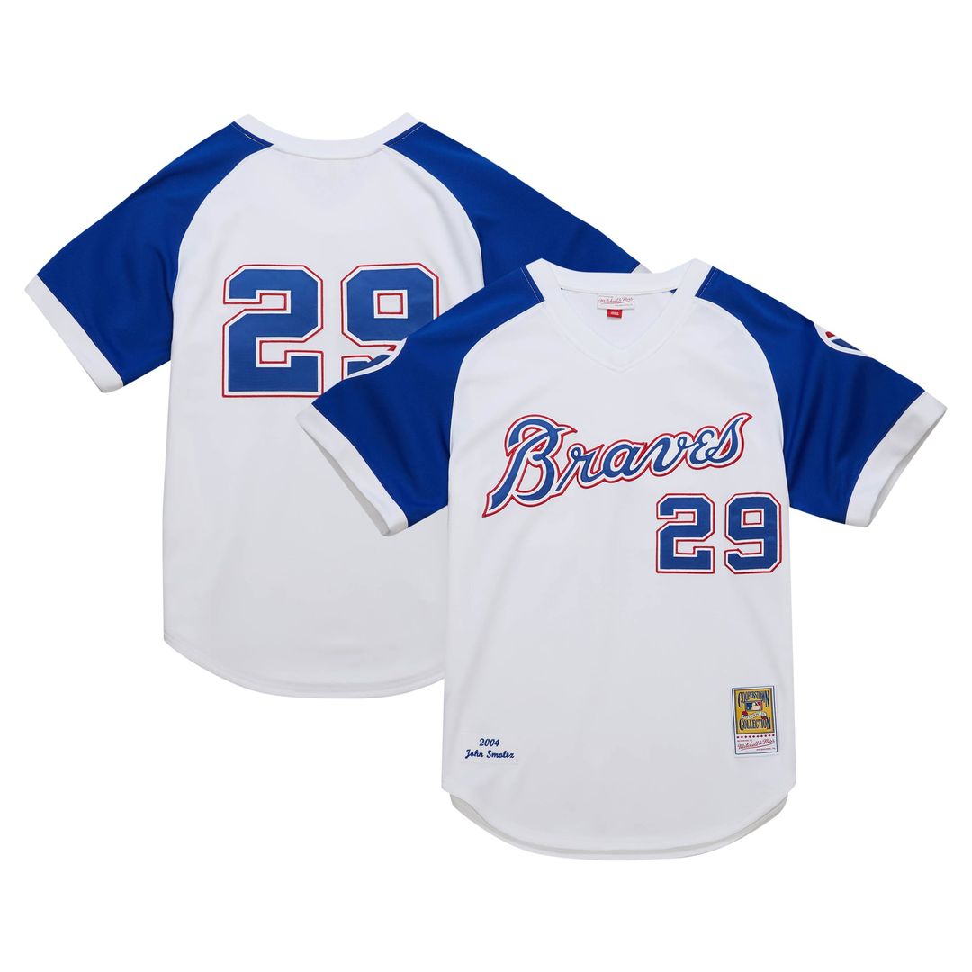 John Smoltz Atlanta Braves Mitchell & Ness 2004 Cooperstown Collection Authentic Throwback Jersey - White | MLB Fan Gear
