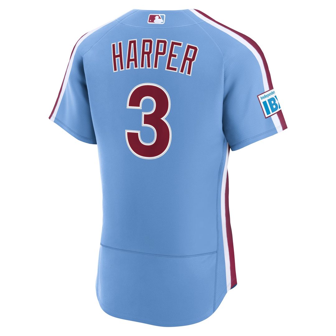 Bryce Harper Philadelphia Phillies Nike Alternate Authentic Sponsor Patch Jersey - Light Blue | MLB Fan Gear