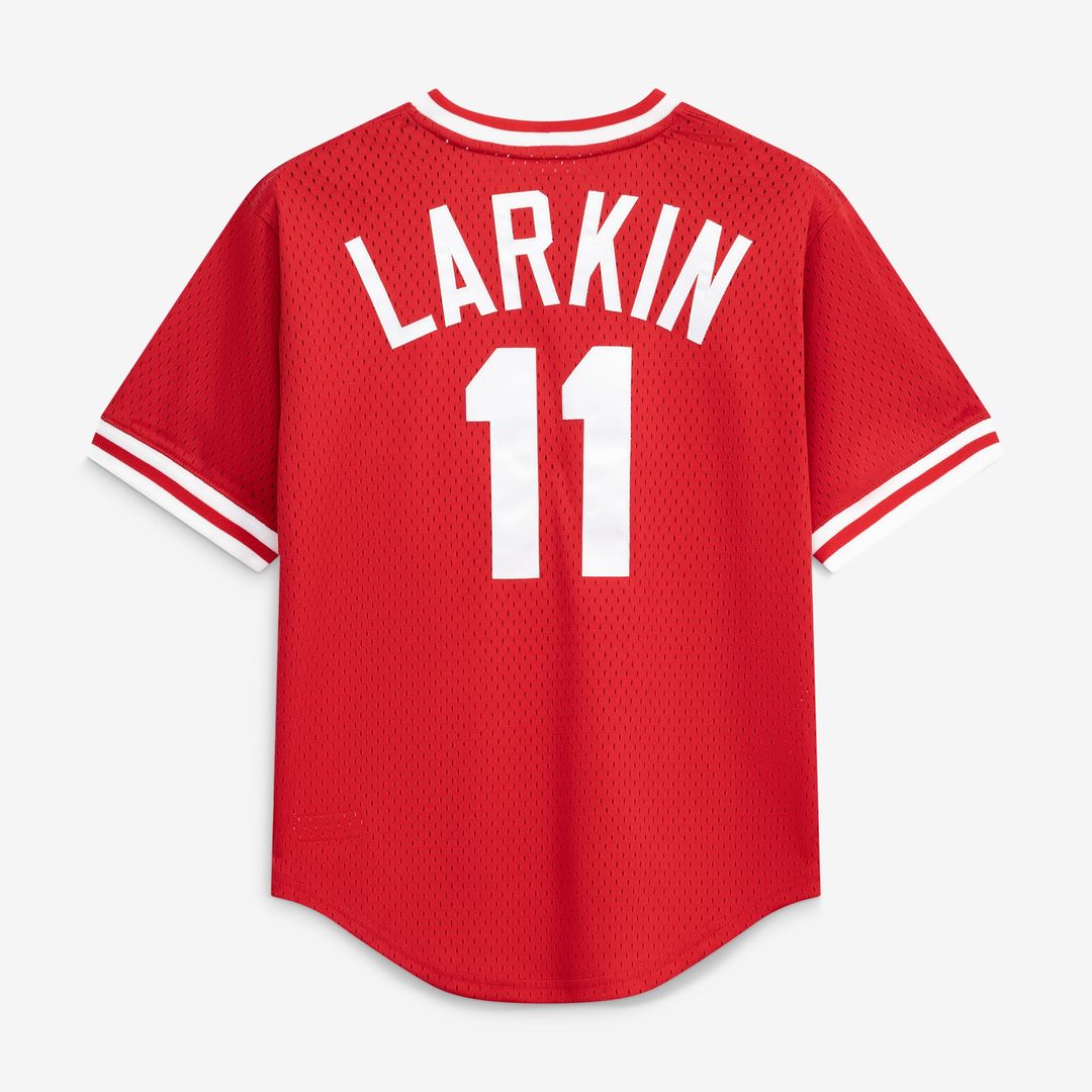 Barry Larkin Cincinnati Reds Mitchell & Ness Youth Cooperstown Collection Mesh Batting Practice Jersey - Red | MLB Fan Gear