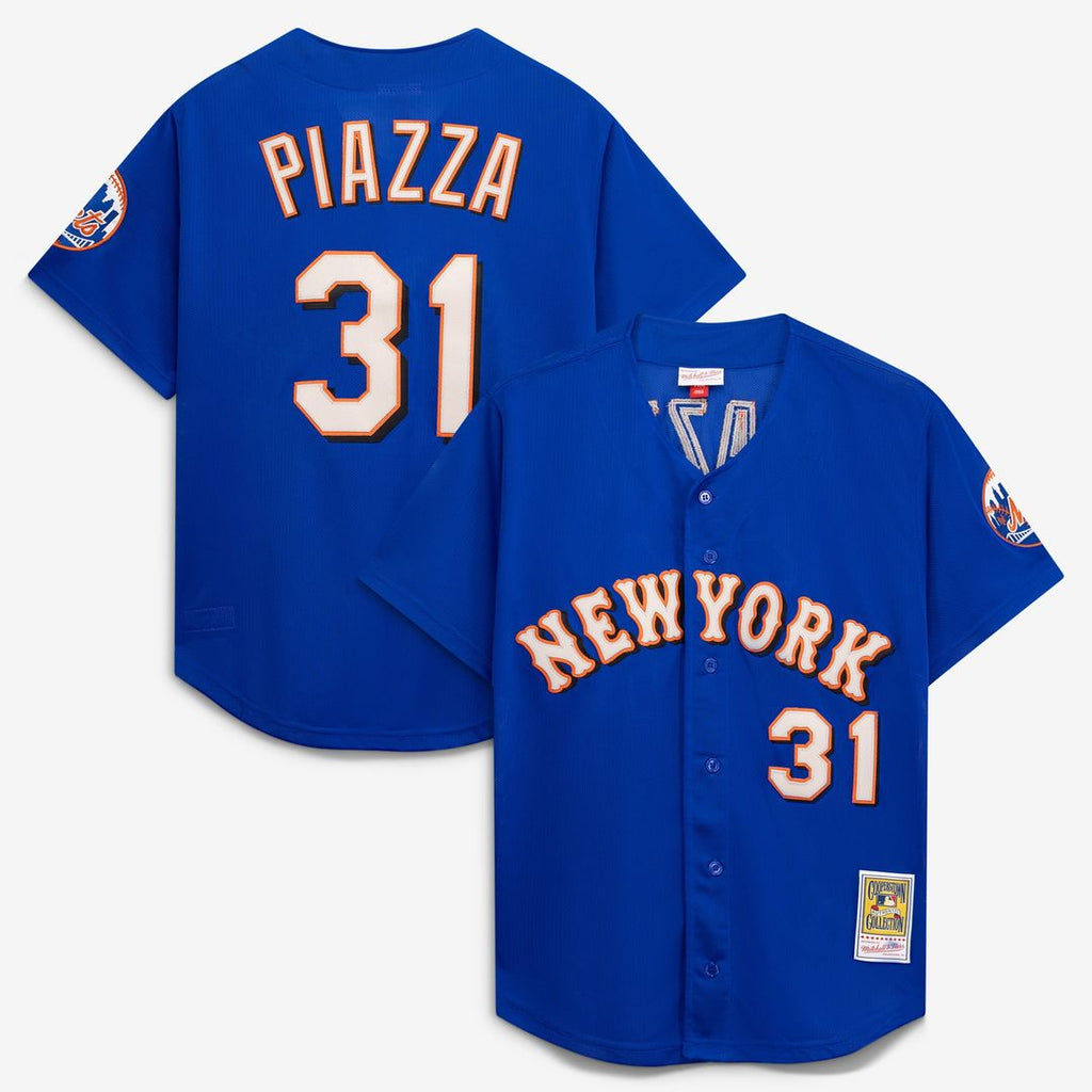 Mike Piazza New York Mets Mitchell & Ness Cooperstown Collection Mesh Batting Practice Button-Up Jersey - Royal | MLB Fan Gear