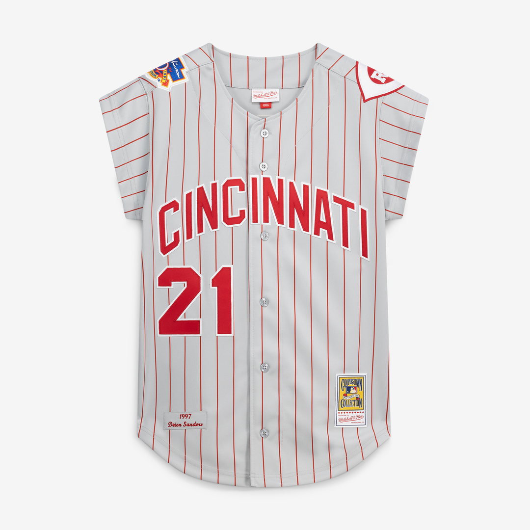 Deion Sanders Cincinnati Reds Mitchell & Ness 1997 Authentic Jersey - Gray | MLB Fan Gear
