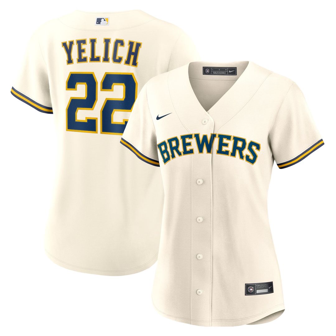Christian Yelich Milwaukee Brewers Nike Women's Home Replica Player Jersey - Cream | MLB Fan Gear