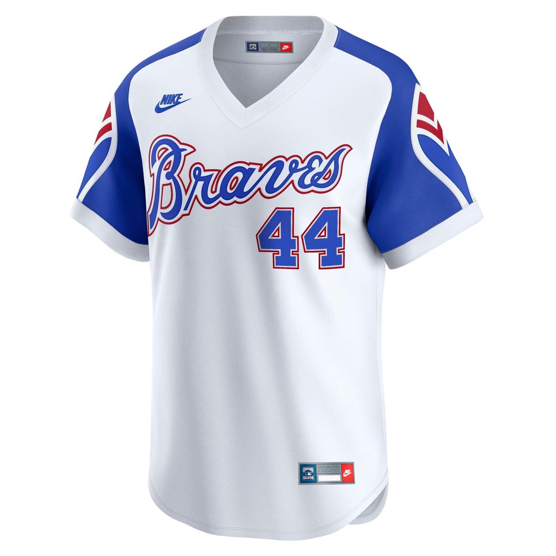 Hank Aaron Atlanta Braves Nike Throwback Cooperstown Collection Limited Jersey - White | MLB Fan Gear