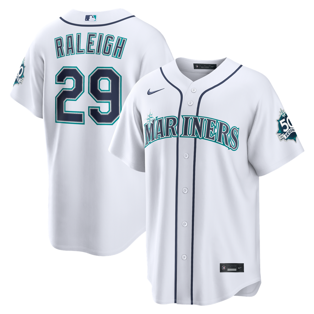 Cal Raleigh Seattle Mariners Nike Road Stadium 50th Season Patch Jersey - Navy | MLB Fan Gear
